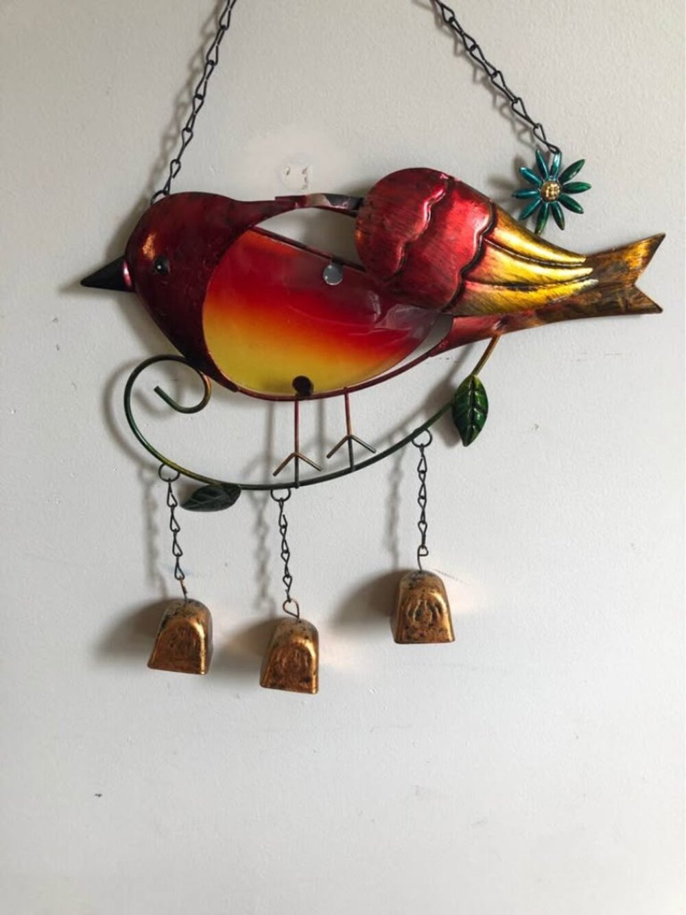 Metal Bird Wind Chime Wall Hanging